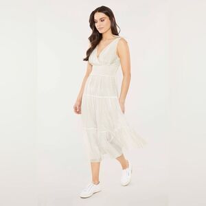 Cinq à Sept Tamar Tiered Smocked Dress in Ivory, NWT, Size 8